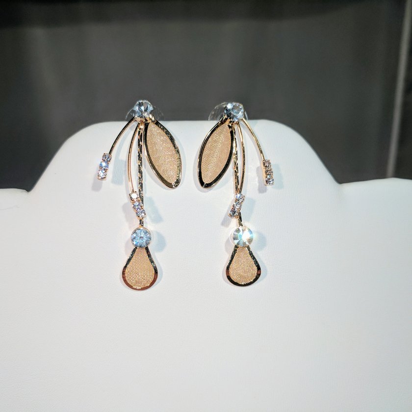 Flower Drop Necklace in Gold Tone - Earrings sold separately.