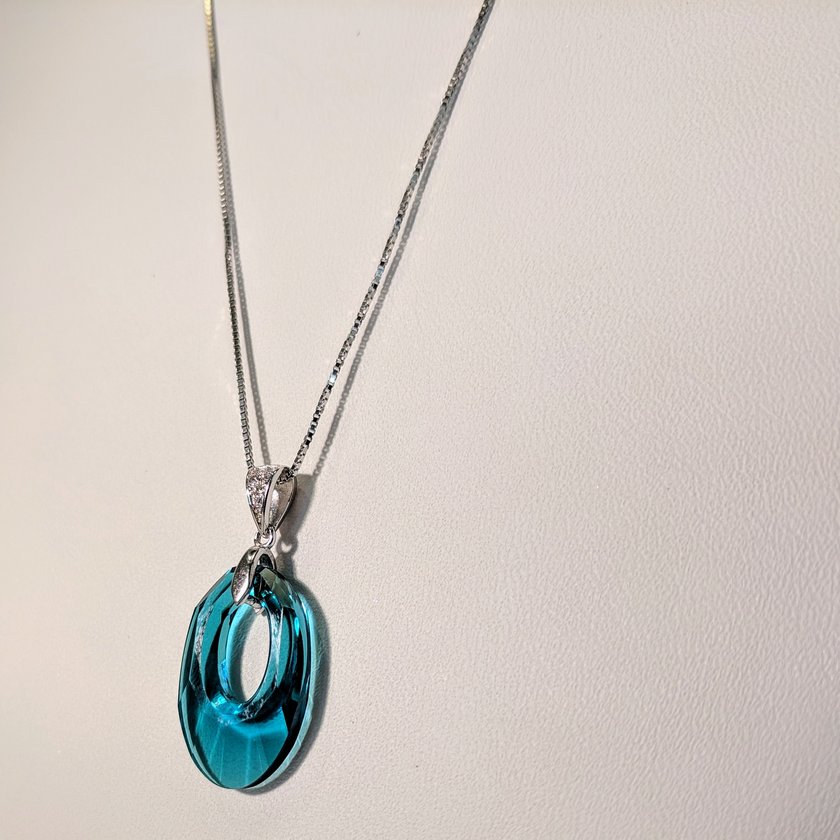 Light Blue Swarovski Crystal Necklace
