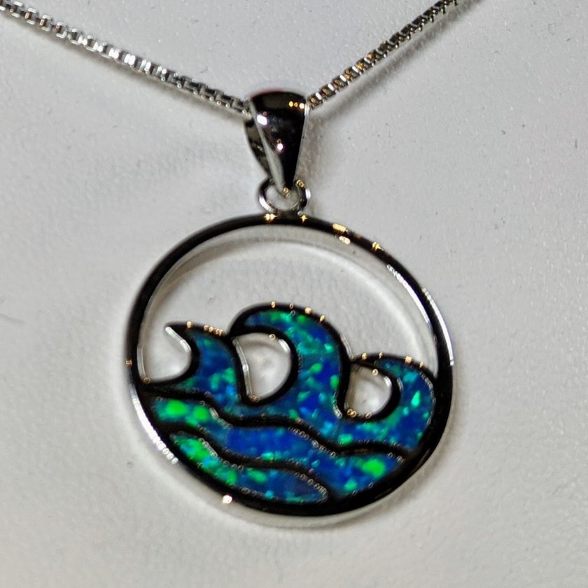 #53 Triple Opal Wave Necklace