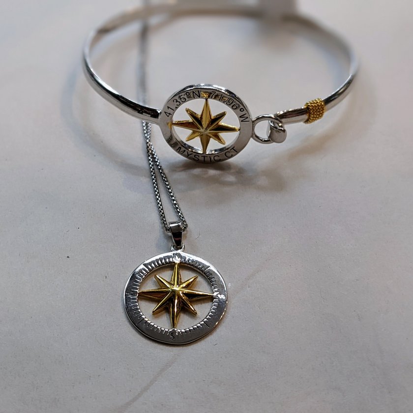 Mystic Compass Rose Bracelet with Latitude and Longitude